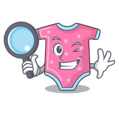 Dedektif karikatür bebek giysileri askı raf üzerinde illüstrasyon vektör