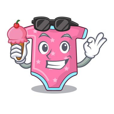 Dondurma karikatür bebek giysileri ile askı raf vektör çizim üzerinde