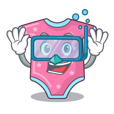 Dalış karikatür bebek giysileri askı raf vektör çizim üzerinde