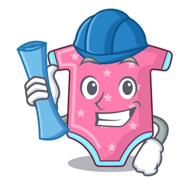 Mimar karikatür bebek giysileri askı raf vektör çizim üzerinde