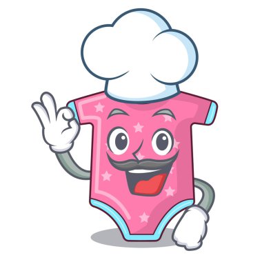 Şef karikatür bebek giysileri askı raf üzerinde