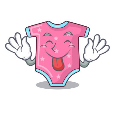 Bebek yün giysi maskotu izole dışarı dil