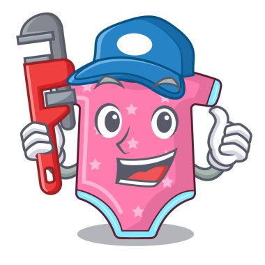 Maskot izole tesisatçı bebek yün elbise