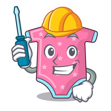 Maskot izole Otomotiv bebek yün elbise