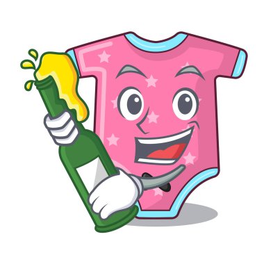 Maskot izole bira bebek yün elbise ile