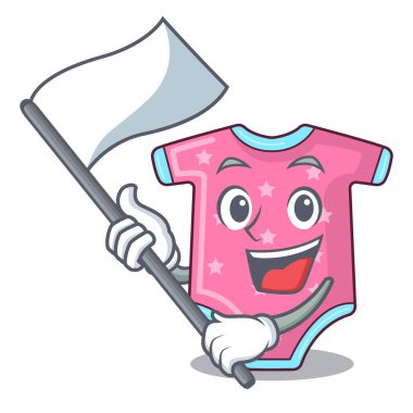 Maskot izole bayrak bebek yün elbise ile