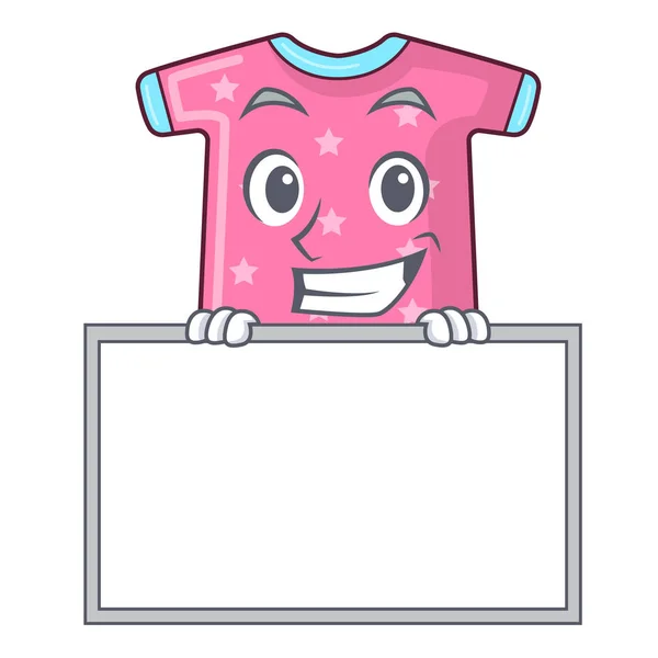 Grinning Board Character Baby Clothes Hanging Clothesline Vector Illustration — Stock Vector