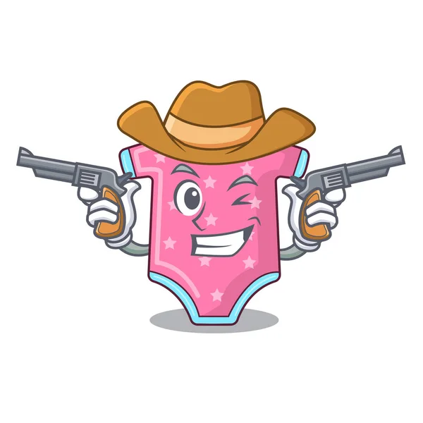 Cowboy Charakter Babykleidung Hängt Wäscheleine Vektor Illustration — Stockvektor