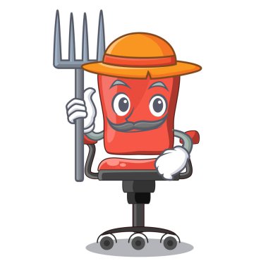 Çiftçi karakter ofis masa sandalye kapalı olarak