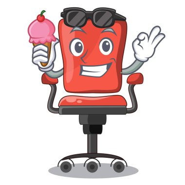 Dondurma karikatür masa sandalye ile ofiste