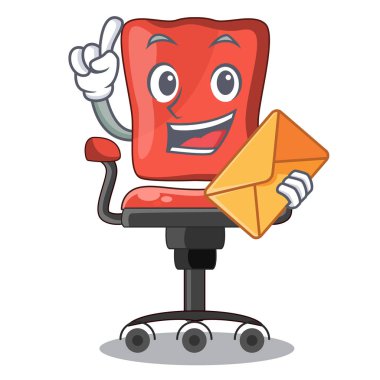 Zarf karikatür masa sandalye ile office vektör çizim