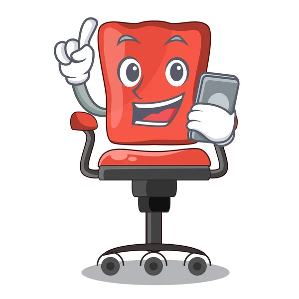 Mit Telefon Charakter Büroschreibtisch Stuhl im Innenraum — Stockvektor