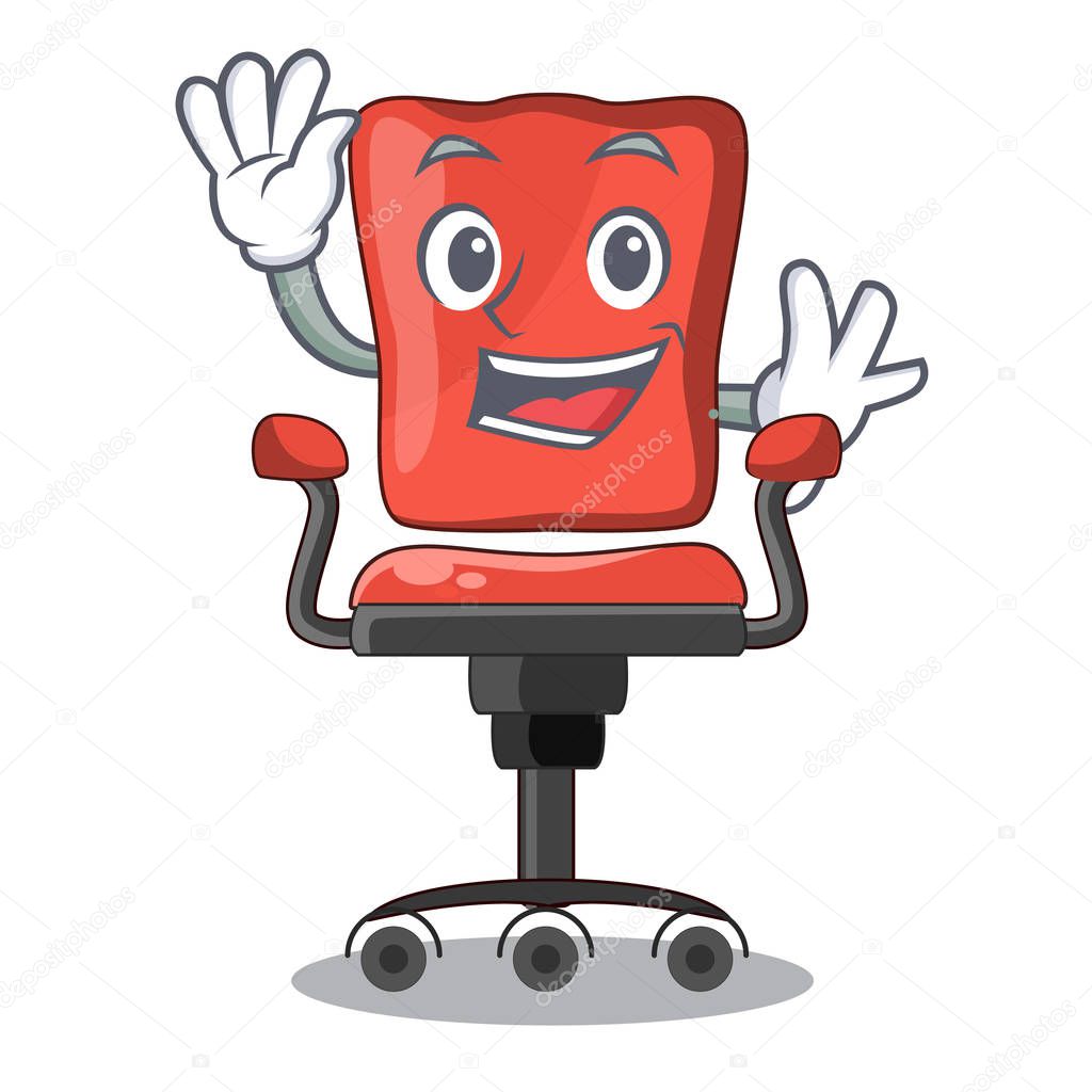 Waving cartoon desk chair in the office