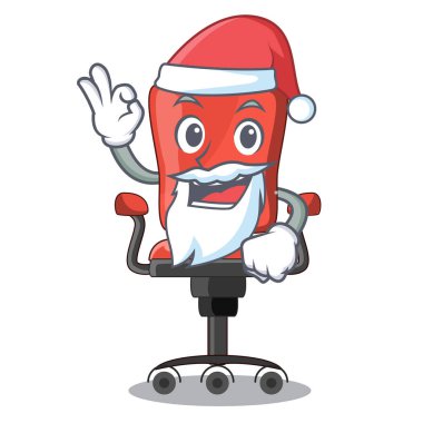 Maskot izole Santa Resepsiyon sandalye ofis