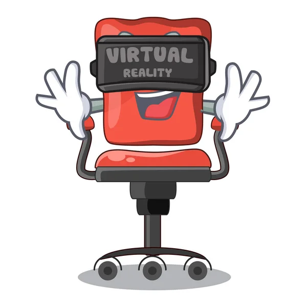 Silla de escritorio de dibujos animados de realidad virtual en sala de estar moderna — Vector de stock