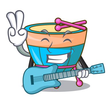 Gitar karikatür timpani ile stüdyo müzik vektör çizim