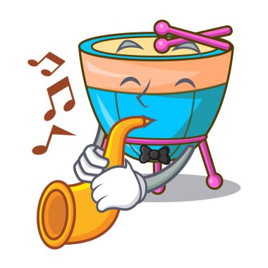 Trompet karikatür timpani ile stüdyo müzik