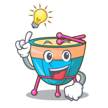 Maskot izole bir fikir karikatür timpani var