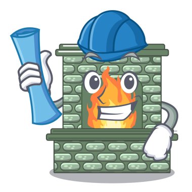 Mimar karikatür evde bir şömine