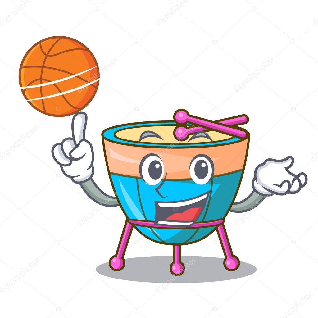 Con personaje de baloncesto de dibujos animados percusión instrumento