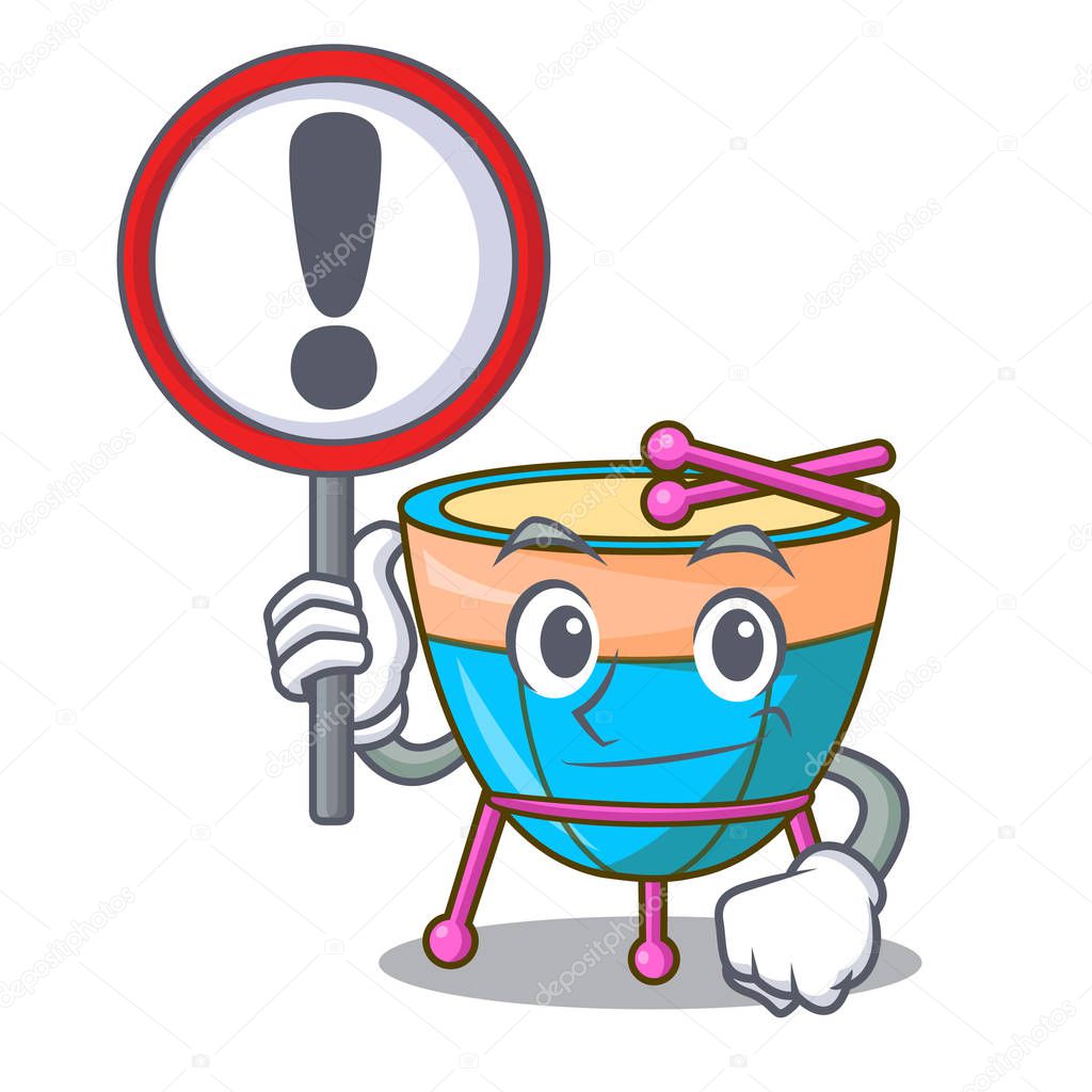 Con signo de personaje de dibujos animados percusión instrumento