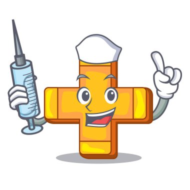 Çizgi film hemşire artı logo kavramı sağlık imzalamak