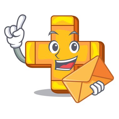 Zarf ile çizgi film artı işareti logo kavramı sağlık