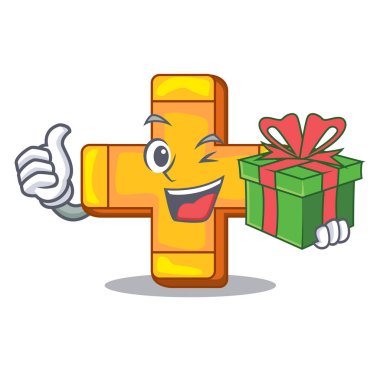 Hediye artı işareti ek sembolü karikatür ile