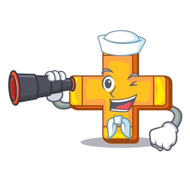 Denizci dürbün artı işareti ek sembolü karikatür ile