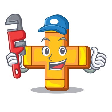 Tesisatçı artı maskotu izole işareti