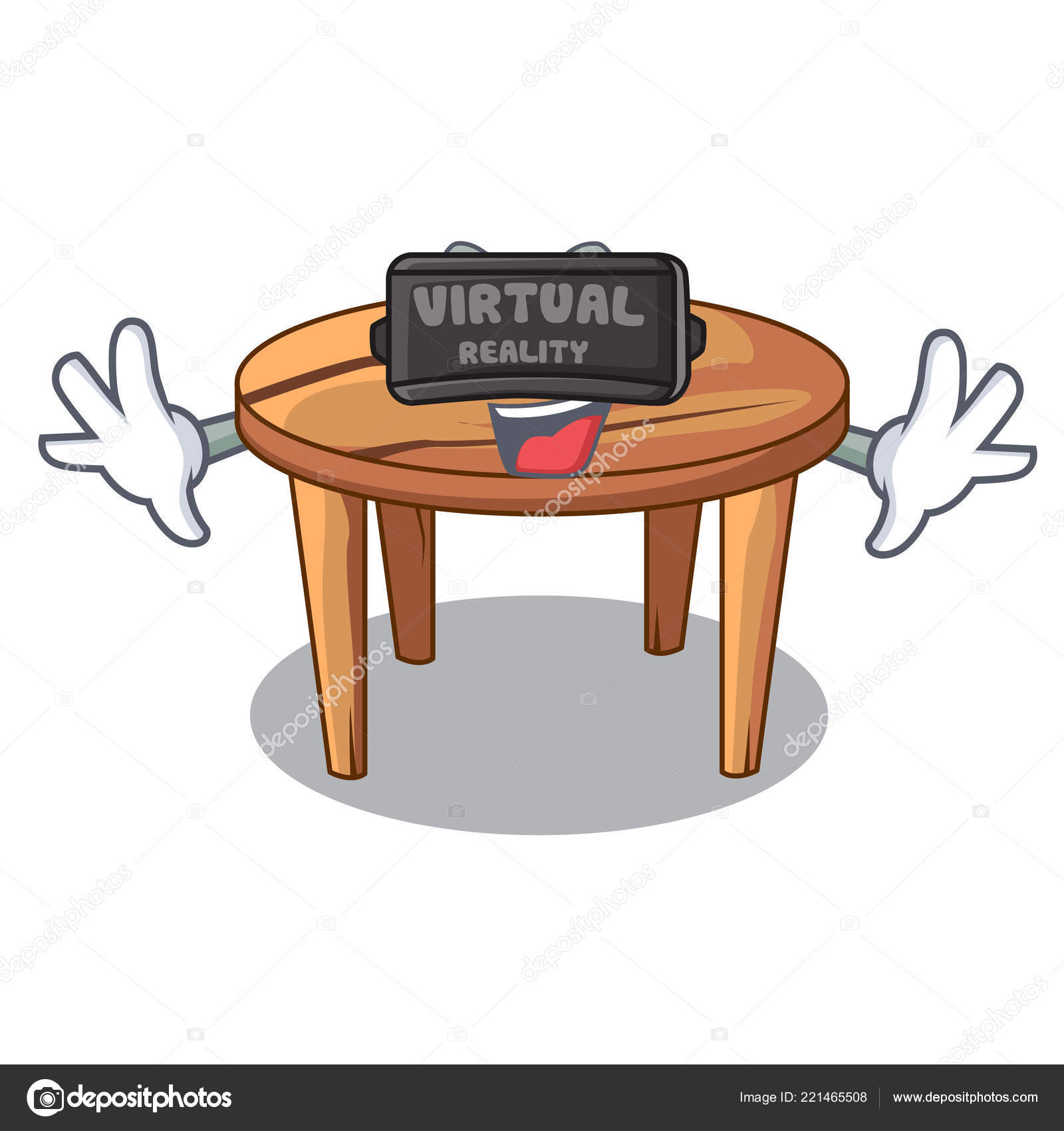Virtual Reality Cartoon Wooden Dining Table In Kitchen