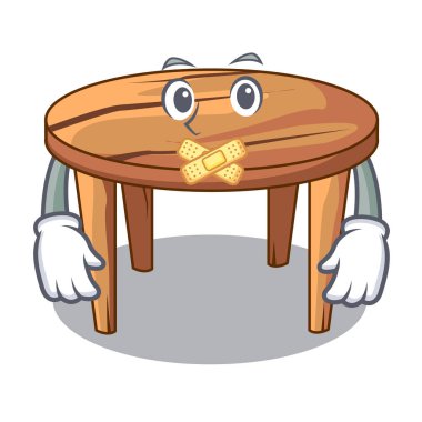 Maskot izole sessiz ahşap masa