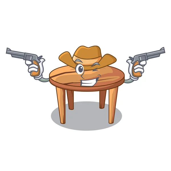 Cowboy character wooden table in the restaurant — Stock Vector