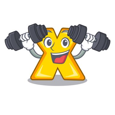 Fitness karakter karikatür çarpma işareti için logo