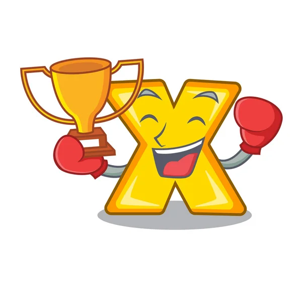 Ganador de boxeo multiplicar icono signo aislado en la mascota — Vector de stock