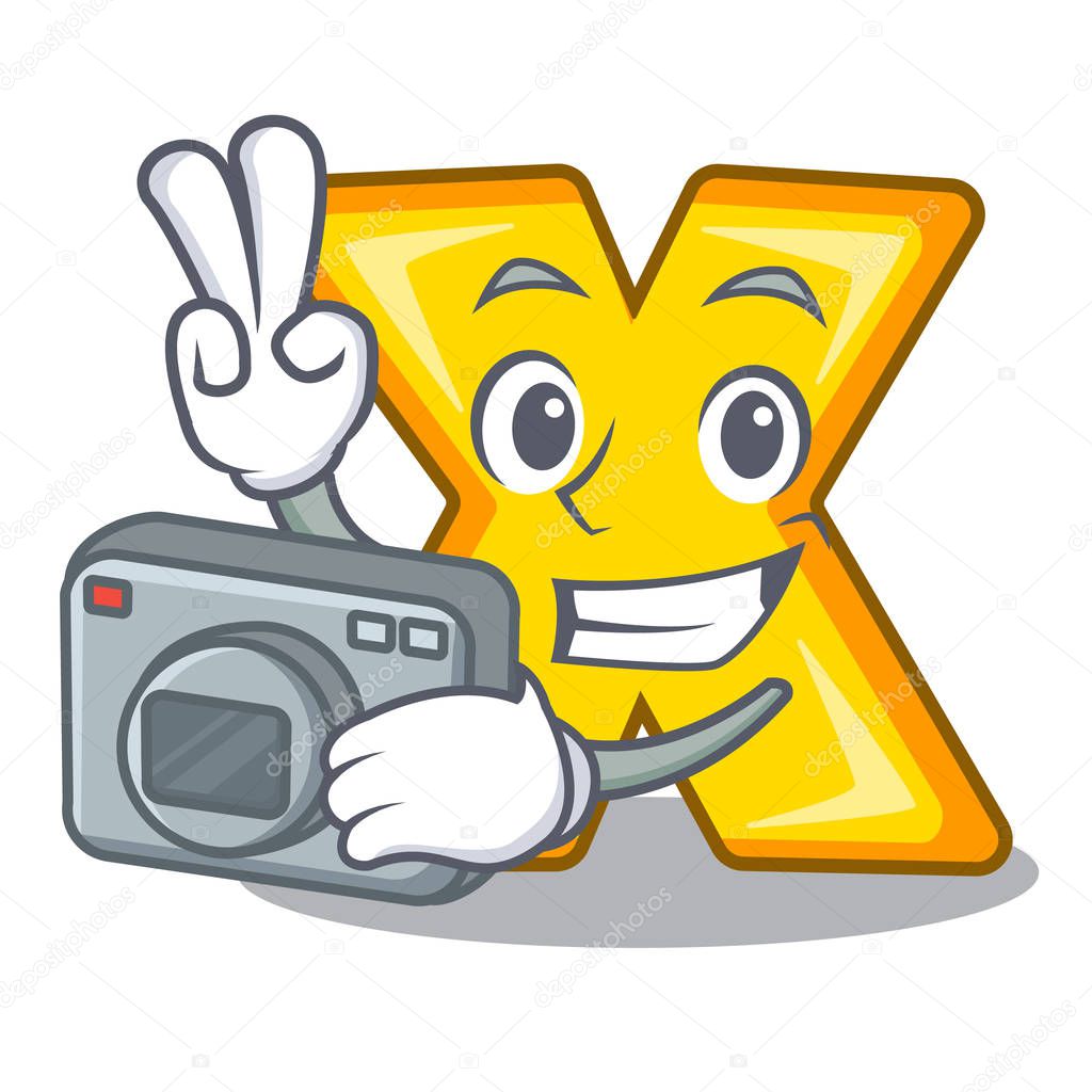 Photographer cartoon multiply sign for calculate math vector illustration