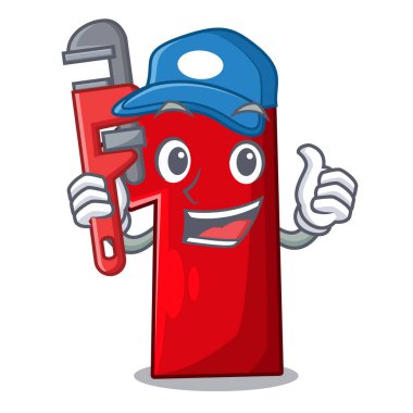 Tesisatçı plastik numaralı maskot izole