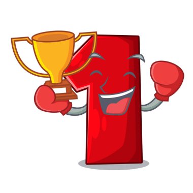 Boks şampiyonu plastik maskotu izole bir numara