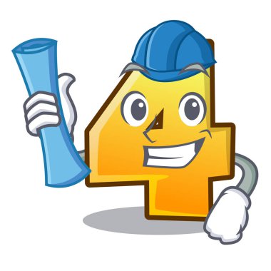 Dört numaralı vektör çizim ile karikatür çit