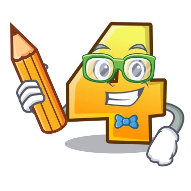 Dört numaralı vektör çizim ile karikatür çit