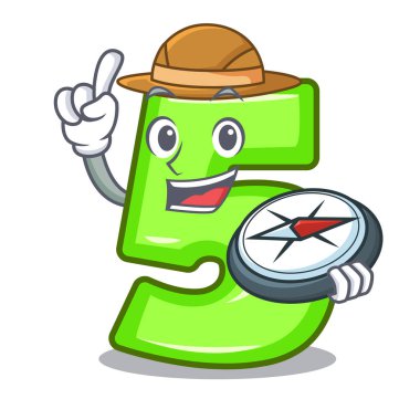Explorer beş maskot vektör illüstrasyon izole numara