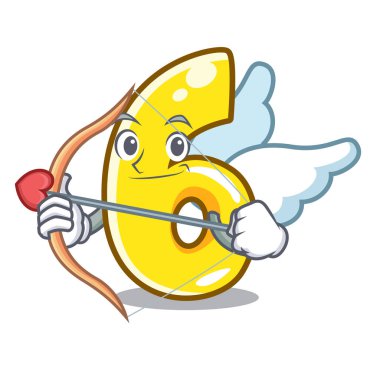 Aşk tanrısı karakter sayısı altı tuğla duvar vektör çizim