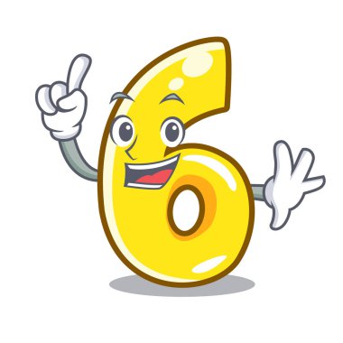 Parmak numarası maskot vektör illüstrasyon izole altı