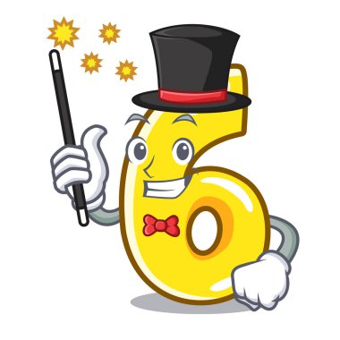 Sihirbaz altıncı maskot vektör illüstrasyon izole