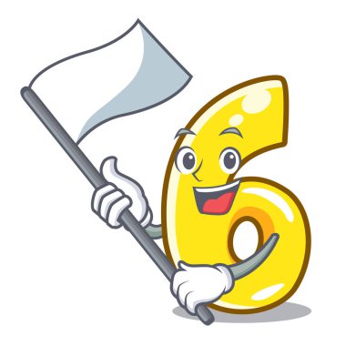 Bayrağı ile altı maskot vektör illüstrasyon izole numara