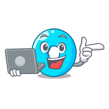 Laptop ile karakter numarası sıfır vektör çizim