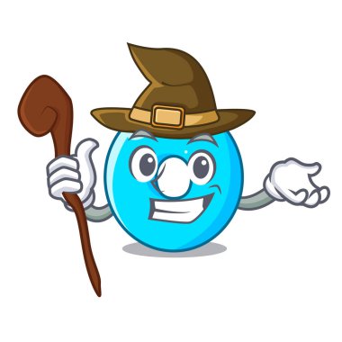 Cadı sıfır mavi renk vektör çizim karikatür