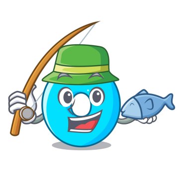 Balık tutma sıfır mavi renk vektör çizim karikatür