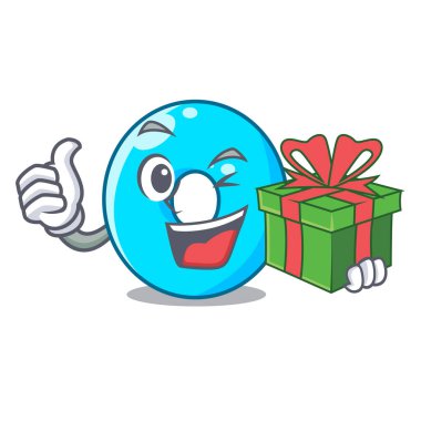 Hediye ile sıfır renk mavi vektör çizim karikatür