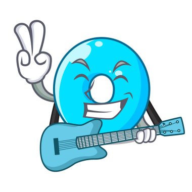 Gitar ile sıfır mavi renk vektör çizim karikatür